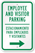 Bilingual Employee Visitor Parking with Right Arrow Sign