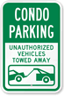 Condo Parking Unauthorized Vehicles Towed Away Sign