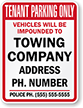 Custom Tenant Parking Only Tow Away Sign (Nevada)