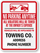 Custom Tow Away No Parking Sign (Ohio)