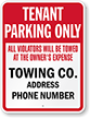 Custom Tow Away Tenant Parking Only Sign (Washington)