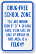 Drug Free School Zone Sign
