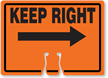 Keep Right Cone Top Warning Sign