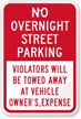 No Overnight Street Parking Sign
