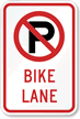 No Parking Bike Lane Sign with Graphic