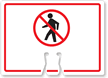 No Pedestrians Pictorial Cone Top Warning Sign