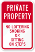 Private Property - No Loitering Smoking Sign