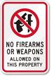 No Firearms Weapons Allowed Sign