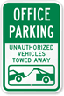 Office Parking Unauthorized Vehicles Towed Away Sign