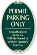 Permit Parking Only Unauthorized Vehicles Towed Sign