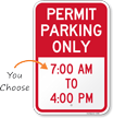 Permit Time Limit Parking Sign