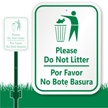Bilingual Do Not Litter Sign
