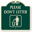 Please Don't Litter Sign(trash receptacle symbol)