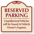 Reserved Parking Unauthorized Vehicles Towed Sign