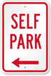 Self Park Sign with Left Arrow
