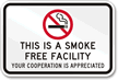 Smoke Free Facility Sign