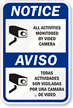 Notice Bilingual Video Camera Sign