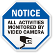 Notice: All activities monitored by video camera sign