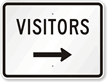 Visitors with Right Arrow Sign