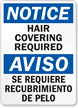 Notice Hair Covering Required Sign