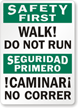 Bilingual Seguridad Primero, Caminar, No Correr Pool Sign