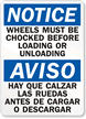 Truck Wheels Chocked Loading Unloading Sign