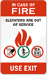 In Case Fire Elevators Out Service Sign