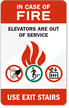 In Case Fire Elevators Out Service Sign
