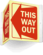 This Way Out (Left Arrow graphic) Sign