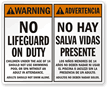 Advertencia No Hay Salva Vidas Presente Bilingual Sign