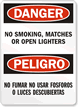 No Smoking, Matches, Open Lighters (Bilingual) Sign