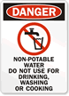 Danger Non-Potable Water Do Not Use Sign