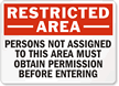 Restricted Area Persons Permission Entering Sign