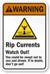 Rip Currents Watch Out! (graphic) Sign