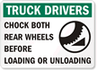 Truck Drivers Chock Rear Wheels Sign