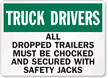 Truck Drivers Chocked Secured Safety Sign