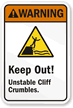 Keep Off! Unstable Cliff Crumbles (graphic) Sign