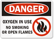 Danger Oxygen No Smoking Flames Sign