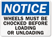 Truck Wheels Chocked Loading Unloading Sign