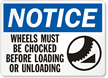 Notice: Wheels Must Be Chocked Sign