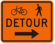 Bicycle Pedestrian Detour Right Arrow - Traffic Sign