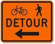 Bicycle Pedestrian Detour Left Arrow -Traffic Sign