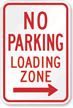 Right Arrow No Parking Loading Zone Traffic Sign
