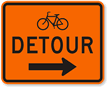 Bicycle Detour Right Arrow - Route Marker Sign