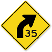 (Right Curve Symbol) Custom Advisory Speed Sign