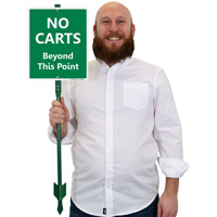 No carts beyond this point" lawn sign