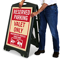 Reserved Parking Valet Only A-Frame Portable Sidewalk Sign