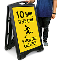 10 MPH Speed Limit, Watch For Children Sign