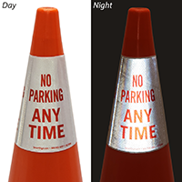 No Parking Any Time Cone Message Collar Sign
