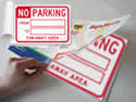 Temporary Plastic Parking Signs Are Packaged in a Convenient SignBook